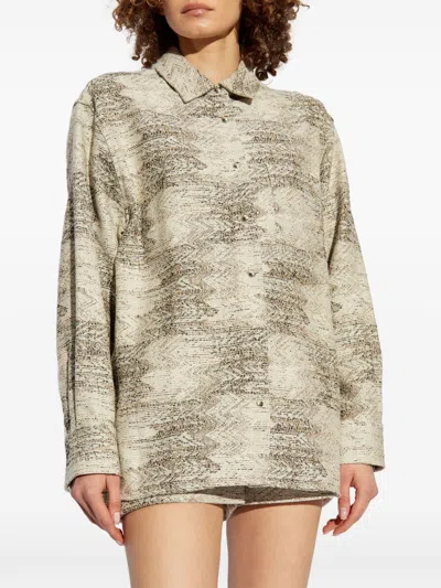 Iro Printed Overshirt In Textured Fabric In Beige