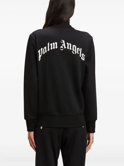 Palm Angels Curved Logo Track Jacket In Black