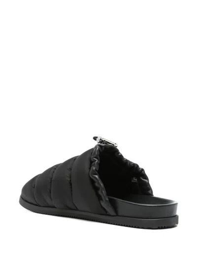 Moncler Mon Pocket Padded Black Mules In Multi