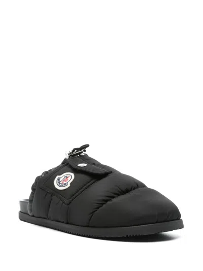 Moncler Mon Pocket Padded Black Mules In Multi