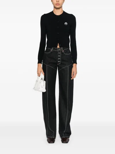 Marine Serre Core Knit Cardigan In Black