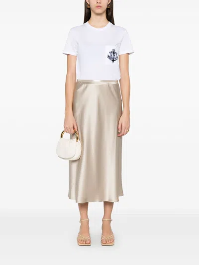 Shop Max Mara 徽标棉t恤 In White