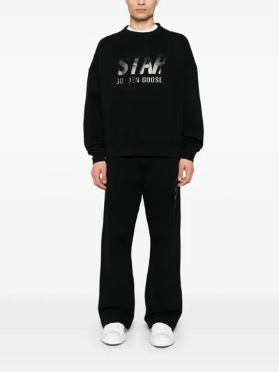 Golden Goose Black Sweatshirt With Logo Printed On The Front In Black
