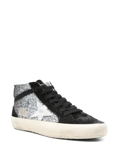 Golden Goose Black Mid Star Leather Sneakers In Black