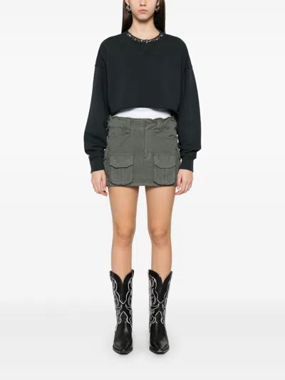 Golden Goose Golden Cropped Crewneck Sweatshirt In Black