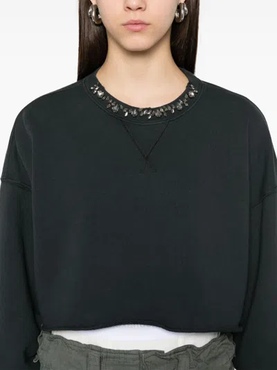Golden Goose Golden Cropped Crewneck Sweatshirt In Black