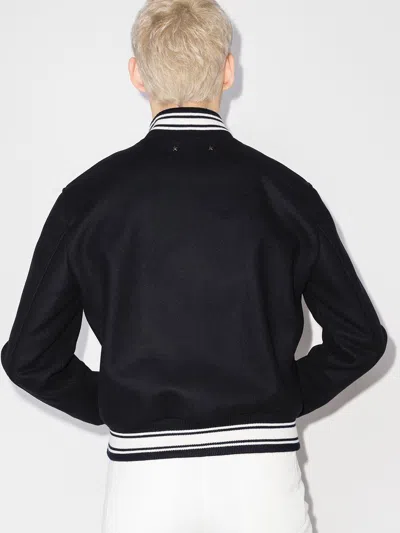 Golden Goose Dark Blue Virgin Wool Bomber Jacket In Blue