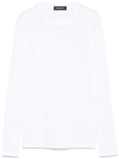 Fabiana Filippi Crewneck Cotton Knit Sweater In White