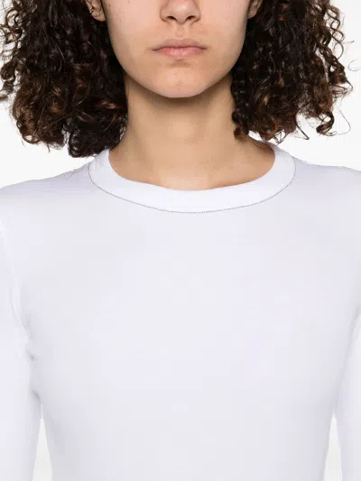 Fabiana Filippi Crewneck Cotton Knit Sweater In White