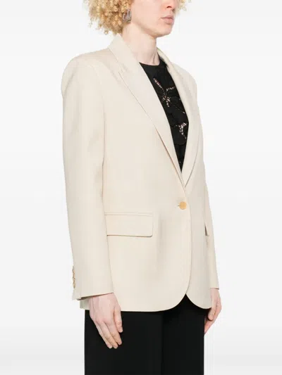 Forte Forte Single-breasted Blazer Jacket Featuring Front Pockets In Beige