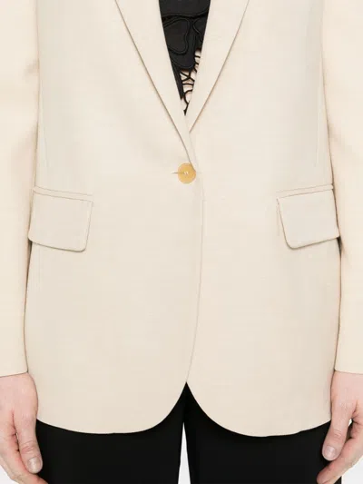 Forte Forte Single-breasted Blazer Jacket Featuring Front Pockets In Beige