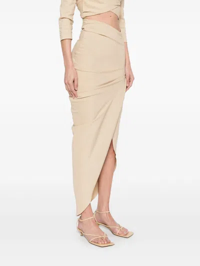 Cortana Mite Long Skirt In Beige