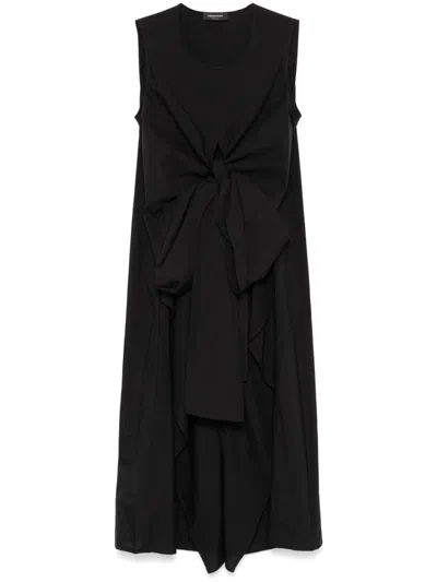 Fabiana Filippi Cotton Midi Dress Asymmetric Hem In Black