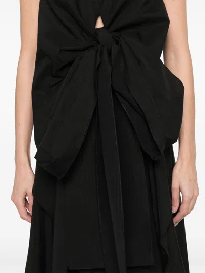 Fabiana Filippi Cotton Midi Dress Asymmetric Hem In Black