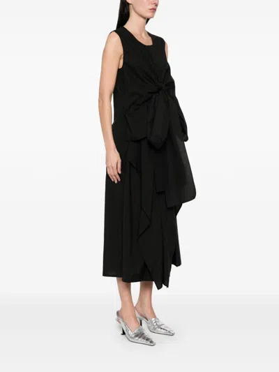 Fabiana Filippi Cotton Midi Dress Asymmetric Hem In Black