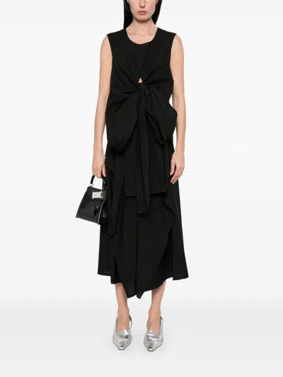 Fabiana Filippi Cotton Midi Dress Asymmetric Hem In Black