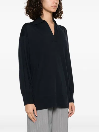 Fabiana Filippi Wool And Cotton Blend Polo Shirt In Blue