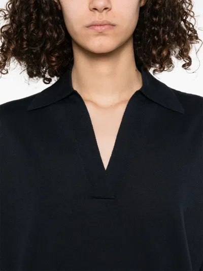Fabiana Filippi Wool And Cotton Blend Polo Shirt In Blue
