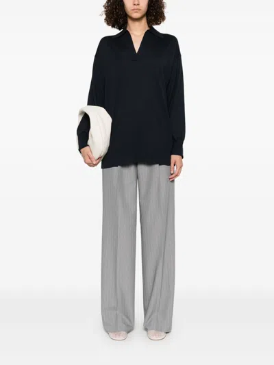 Fabiana Filippi Wool And Cotton Blend Polo Shirt In Blue