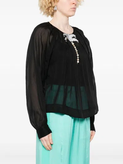 Shop Forte Forte Embroidered Blouse In Black