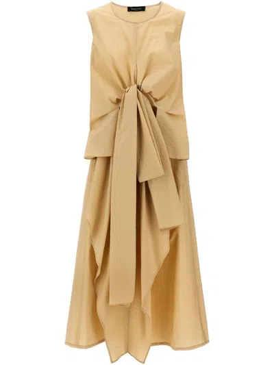 Fabiana Filippi Cotton Midi Dress In Beige