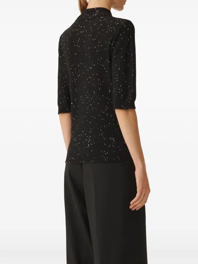 Fabiana Filippi Collared Sequin Polo Top In Black