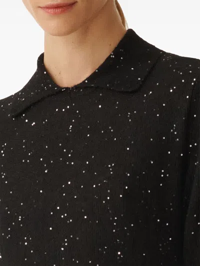 Fabiana Filippi Collared Sequin Polo Top In Black