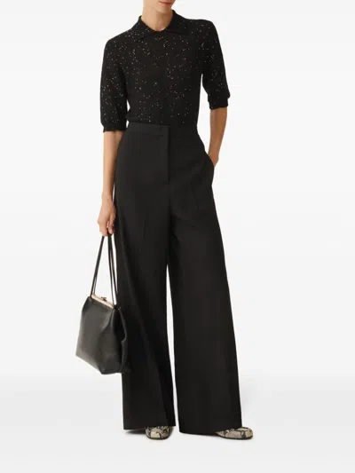 Fabiana Filippi Collared Sequin Polo Top In Black