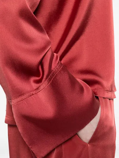 Forte Forte Silk V-necked Blouse In Bordeaux