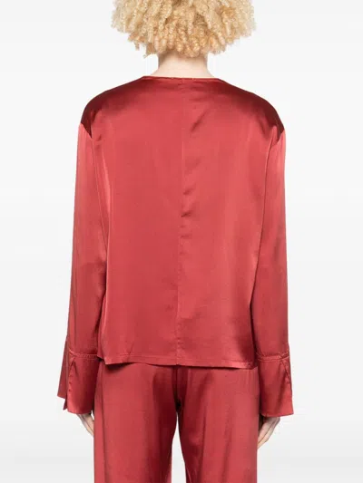 Forte Forte Silk V-necked Blouse In Bordeaux