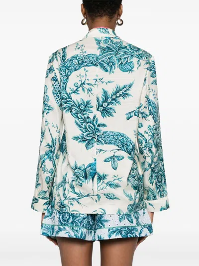 F.r.s . Printed Silk Shirt In Blue
