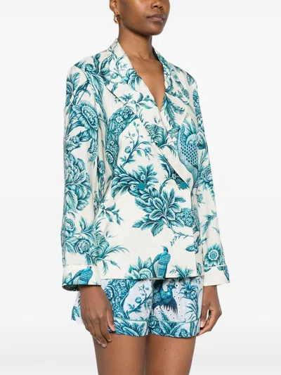 F.r.s . Printed Silk Shirt In Blue