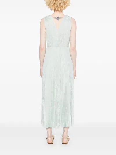 Shop Forte Forte Pleated Long Dress In Clear Blue