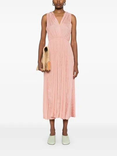Forte Forte Pleated Long Dress In Powder