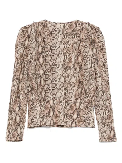 Isabel Marant Women's Zarga Printed Silk Top In Beige