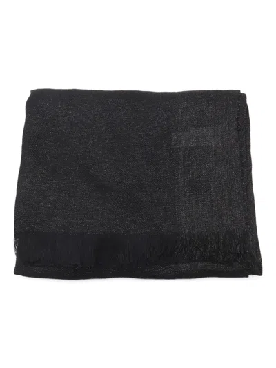 Fabiana Filippi Scarf Linen Blend Fringed Edges In Black