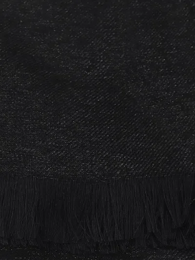 Fabiana Filippi Scarf Linen Blend Fringed Edges In Black