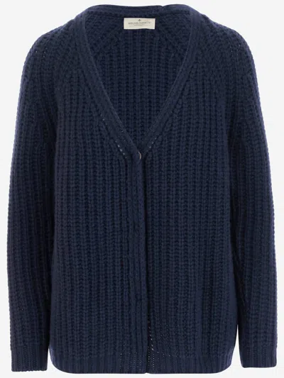 Bruno Manetti V-neck Cashmere Cardigan In Blue