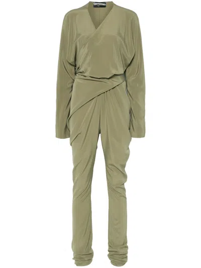 Cortana Serp Silk Jumpsuit In Green