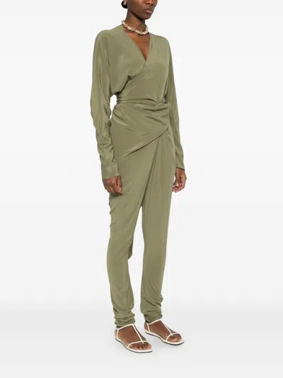 Cortana Serp Silk Jumpsuit In Green