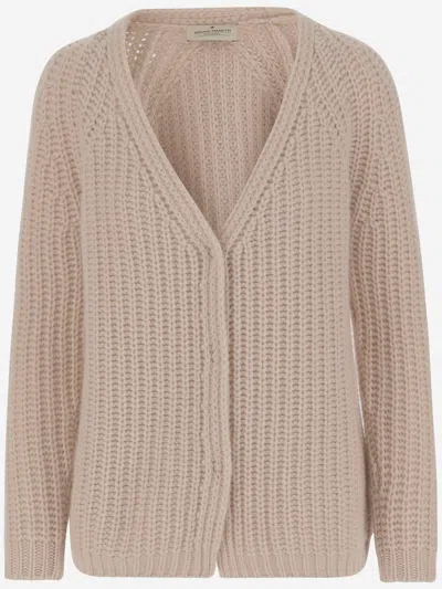 Bruno Manetti Long-sleeved Knitted Cardigan In Beige