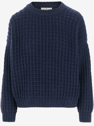 Bruno Manetti Chunky Knit Sweater In Blue