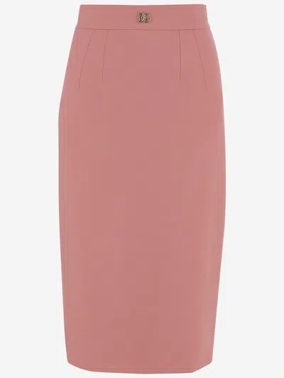 Dolce & Gabbana Midi Pencil Skirt In Rosa Polvere Scuro