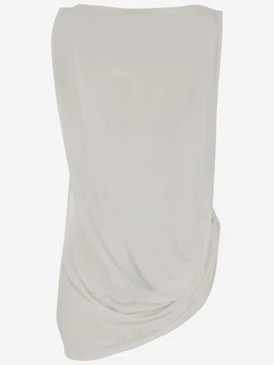 Jacquemus Le Haut Peplo White Top With Square Neck And Cut-out On The Side In Viscose Blend Woman In White