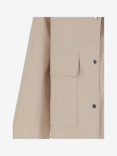 Yves Salomon Light Beige Down Jacket With Hood In Oat/honolulu