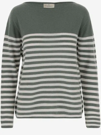 Bruno Manetti Cashmere Sweater With Striped Pattern In Green