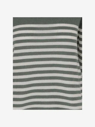 Bruno Manetti Cashmere Sweater With Striped Pattern In Green