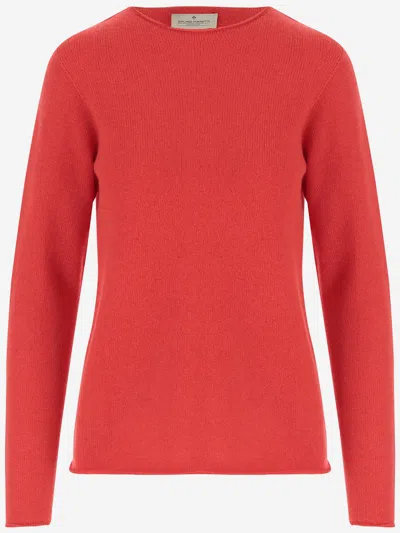 Bruno Manetti Red Cashmere Pullover With Crew Neck And Long Sleeves In Red