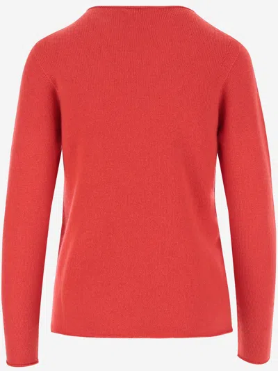 Bruno Manetti Red Cashmere Pullover With Crew Neck And Long Sleeves In Red