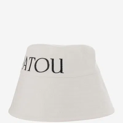 Patou Cotton Bucket Hat With Logo In White